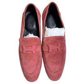 Hermès Loafers Pink Suede H Buckle Other