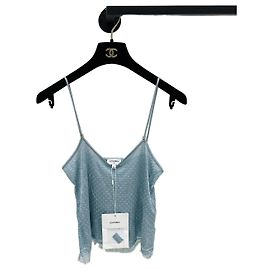 Canottiera Chanel in seta blu Altro