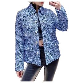 Veste Chanel en tweed bleu taille 34 Autre