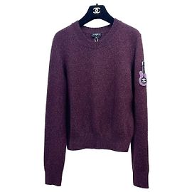 Pull Chanel en laine bordeaux motif guitare Autre