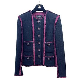 Chanel Wool Jacket Black and Pink Other