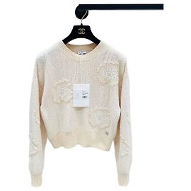 Camisola de malha Chanel Camélia bege de algodão Outro