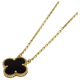 Collier Alhambra en or jaune 18K et onyx Van Cleef & Arpels Doré