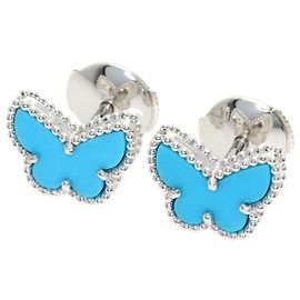 Boucles d'oreilles Van Cleef & Arpels Sweet Papillon Turquoise en or blanc 18K Doré