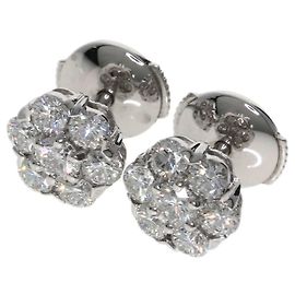 Van Cleef & Arpels Boucles d'oreilles Fleurette Small en or blanc 18K et diamants Doré