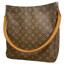 Sac à épaule Louis Vuitton Monogram Looping GM Marron