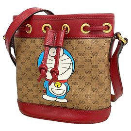 Borsa a spalla Gucci Doraemon Marrone Bordò