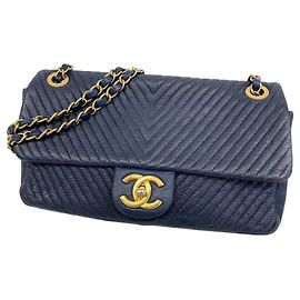 Borsa a tracolla Chanel in pelle blu navy Blu navy