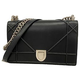 Sac à épaule en cuir noir Christian Dior Noir