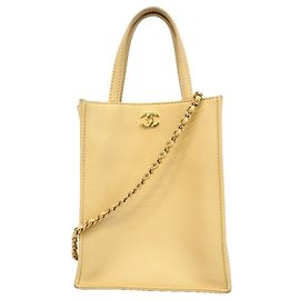Chanel 2-Way Handtasche aus Lammleder beige Beige