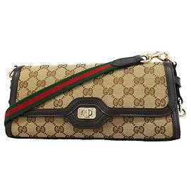 Bolsa de Ombro Gucci GG Canvas Luce Marrom
