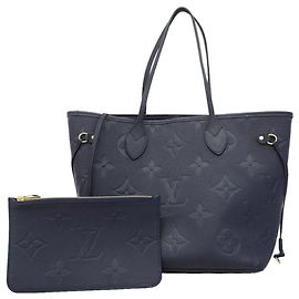 Louis Vuitton Neverfull MM Monogram Empreinte Tote Bag Blu navy