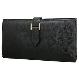 Hermès Portafoglio lungo Hermes Bearn Soufflet Nero