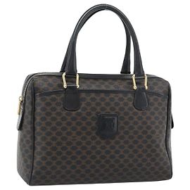 Céline Celine Vintage Boston Macadam Coated Canvas Medium Noir