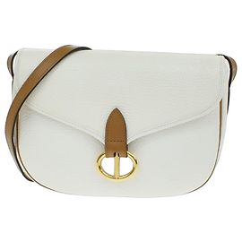 Christian Dior Vintage CD Flap Leather Medium Blanc