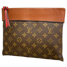 Louis Vuitton Monogram Pochette Tuileries Clutch Bag Brown