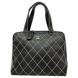 Chanel Wild Stitch Leather Handbag Black