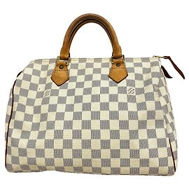 Louis Vuitton Damier Azur Speedy 30 Handbag White