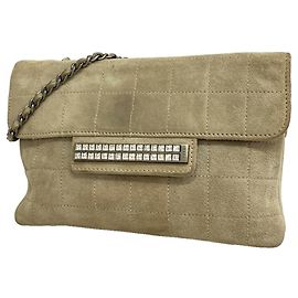 Sac à main Chanel en daim Gris Marron