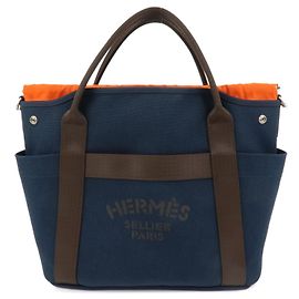 Hermès Hermes Sac De Pansage Groom Canvas Blu navy