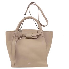 Céline Celine Big Bag Small mala de mão 2-Way em pele de vitela Bege Cinza