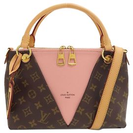 Bolso Louis Vuitton V Tote BB Castaño Rosa Monograma