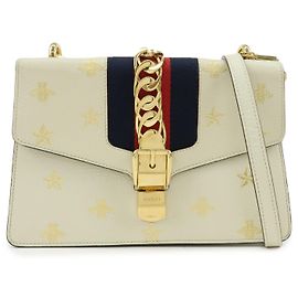 Cinturón Gucci Sylvie de piel Beige