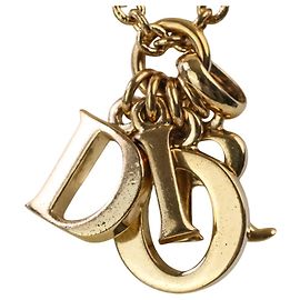 Collier chaîne à logo vintage Christian Dior Doré