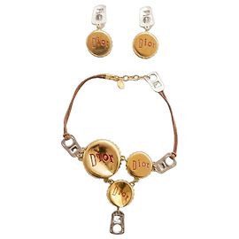 Set di gioielli Christian Dior Bottle Cap Collana e Orecchini Rosso D'oro Altro