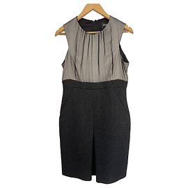Chanel Vestido em Lã e Seda Cinza e Preto Preto Cinza