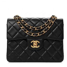 Bolso Chanel Mini Square Timeless Classic Flap Negro Negro Gold hardware