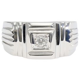 Autre Marque Bague alliance en or blanc 14K avec diamant Doré