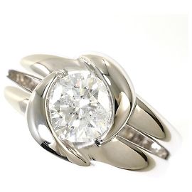 Autre Marque PT900 Platinum Band Ring with Diamond Other