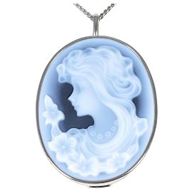 Autre Marque PT900 Platinum Necklace with Agate Card Design Other