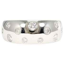 Autre Marque 18K White Gold Band Ring with Diamond Golden