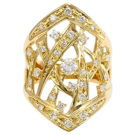 Autre Marque Anel Aliança em Ouro Amarelo 18K e Diamantes Dourado