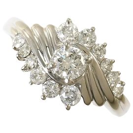 Autre Marque Anel Aliança de Platina e Diamantes Outro