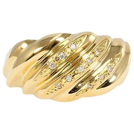 Autre Marque Anel banda em ouro amarelo 18K com diamante Dourado