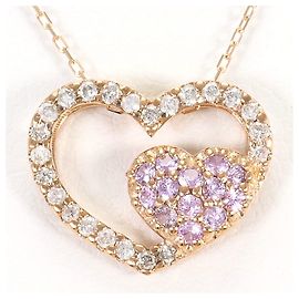 Autre Marque Colar de ouro rosa 10K com safira e diamante Dourado