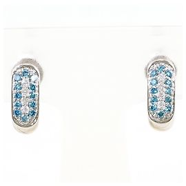 Autre Marque Stud-Ohrringe aus 18K Weißgold mit blauem Diamanten Blau Golden