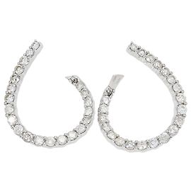 Autre Marque Boucles d'oreilles créoles élégantes en or blanc 18K avec diamants Doré