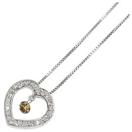Autre Marque Collier en or blanc 18K avec diamants bruns Marron Doré