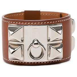 Hermès Barenia Collier de Chien Armband Silber Silber