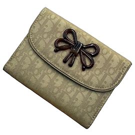 Christian Dior Monogram Canvas and Leather Wallet - Beige Beige