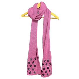 Des Petits Hauts rosa Woll- und Nylonschal mit Sternen Pink
