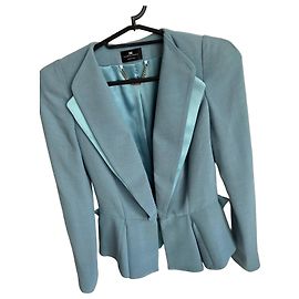 Elisabetta Franchi Petrol Blue Blazer with Back Bow