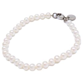 Autre Marque Tiffany & Co. Silver Freshwater Pearl Charm Bracelet Silvery White
