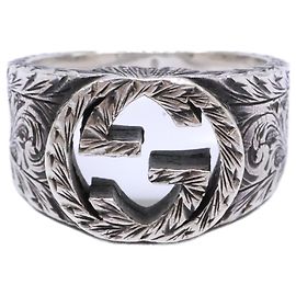 Bague GUCCI Ag925 Interlocking G Arabesque Argenté