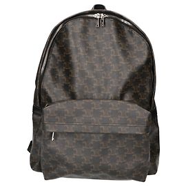 Céline Celine Triomphe Canvas x Calfskin Medium Backpack Brown Black