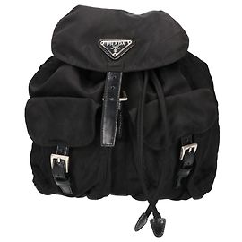 Prada Nylon Triangle Logo Mini Backpack Black